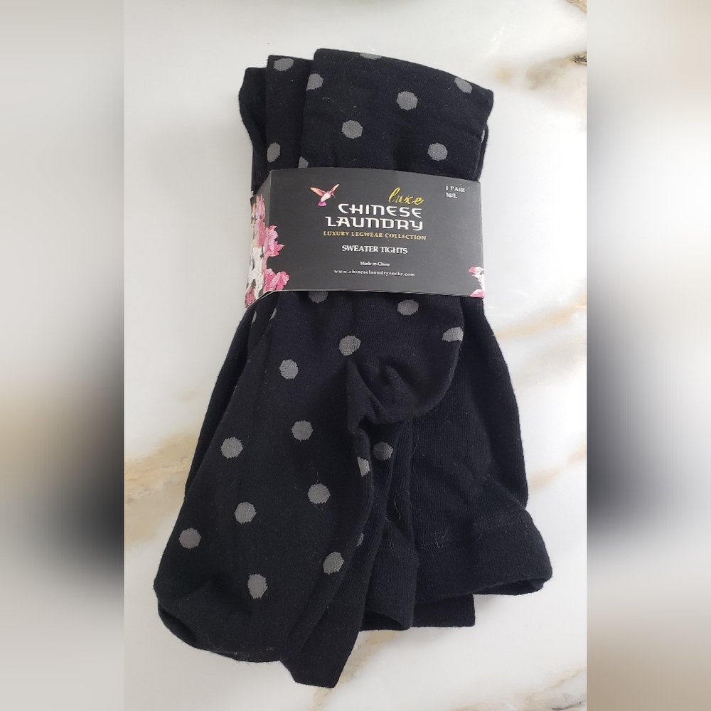 Sweater tights luxury legwear collection sizeM/L black&gray Luxe Chinese Laundry